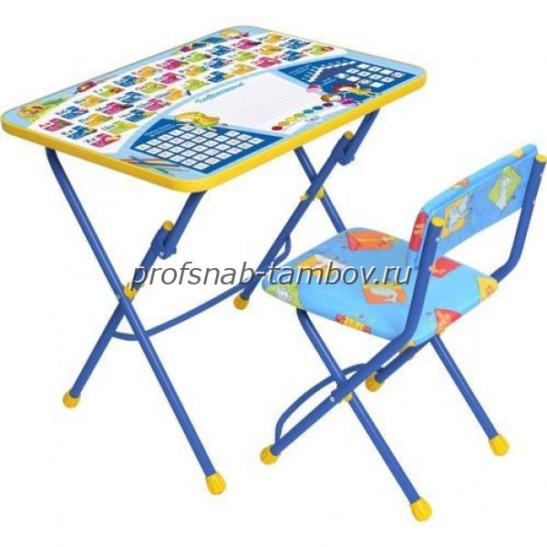 Комплект  Первоклашка (синий фон) (стол+стул мягкий) - купить в Тамбове