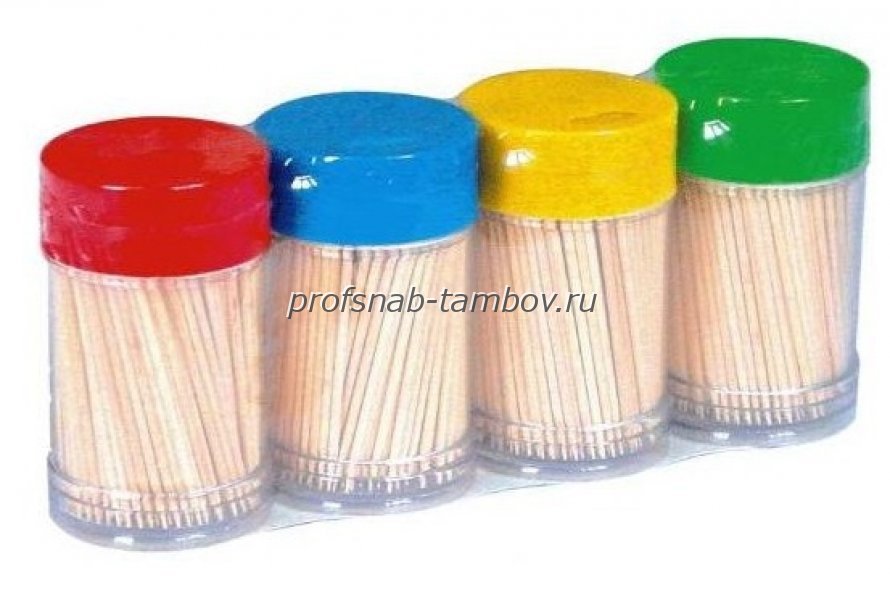 Зубочистки в пластиковой упаковке (200) цветная крышка - купить в Тамбове